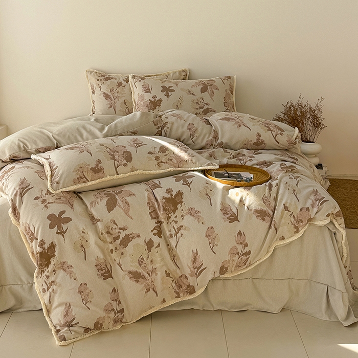 91家纺网 家纺一手货源 找家纺 竹合家纺 2026高克重流苏色织亚麻复古侘寂风小布袋四件套（零售价格不可低于148元） 流苏雨露麻-雪绒花