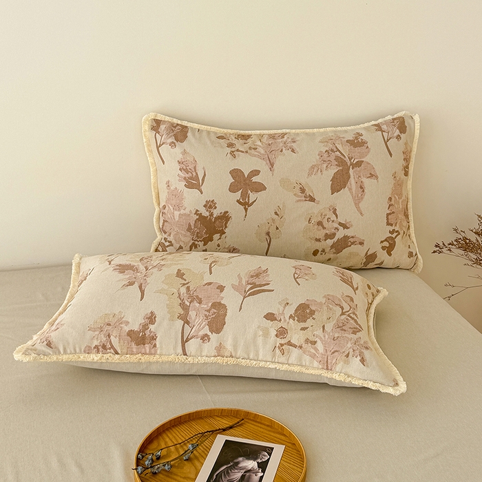 91家纺网 家纺一手货源 找家纺 竹合家纺 2026高克重流苏色织亚麻复古侘寂风小布袋四件套（零售价格不可低于148元） 流苏雨露麻-雪绒花