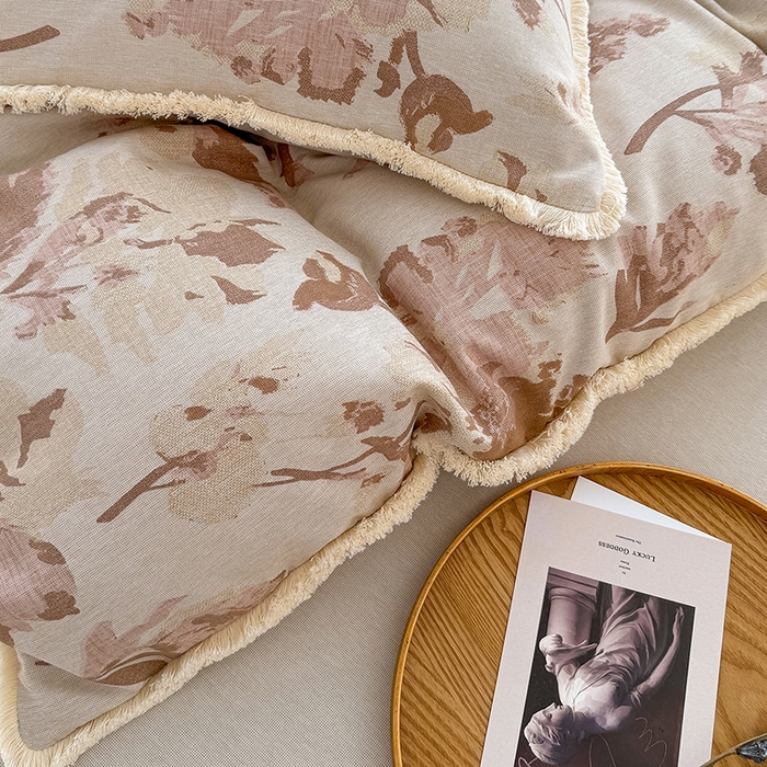 91家纺网 家纺一手货源 找家纺 竹合家纺 2026高克重流苏色织亚麻复古侘寂风小布袋四件套（零售价格不可低于148元） 流苏雨露麻-雪绒花