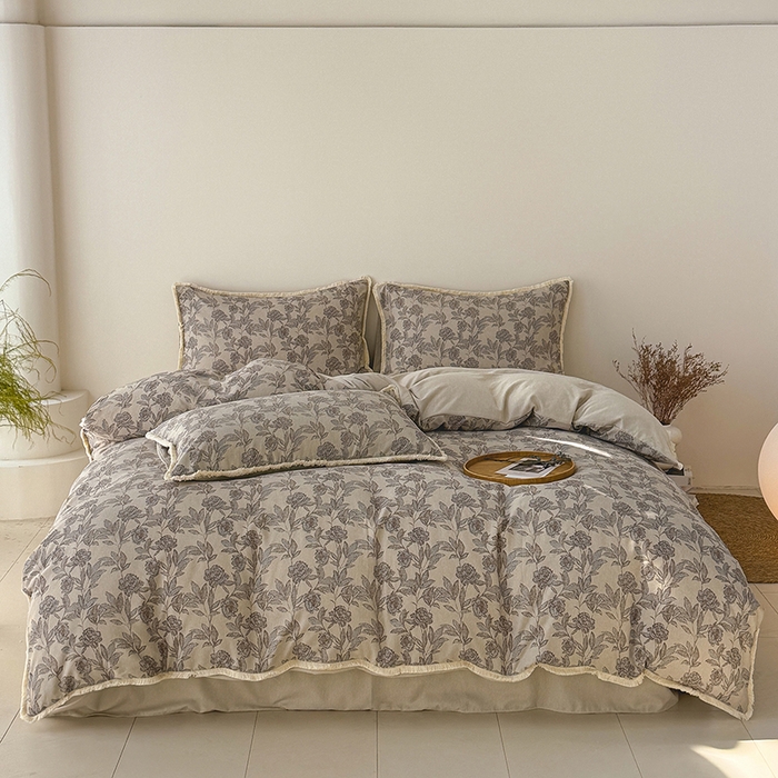 91家纺网 家纺一手货源 找家纺 竹合家纺 2026高克重流苏色织亚麻复古侘寂风小布袋四件套（零售价格不可低于148元） 流苏雨露麻-醉春烟