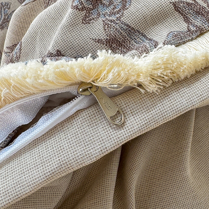 91家纺网 家纺一手货源 找家纺 竹合家纺 2026高克重流苏色织亚麻复古侘寂风小布袋四件套（零售价格不可低于148元） 流苏雨露麻-醉春烟