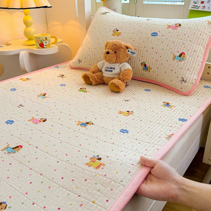 91家纺网 家纺一手货源 找家纺 梵朴 2025新款A类棉加绒一面纯棉一面宝宝婴儿牛奶绒双面可用床盖学生宿舍床垫炕盖-学生床图 彩星汪汪