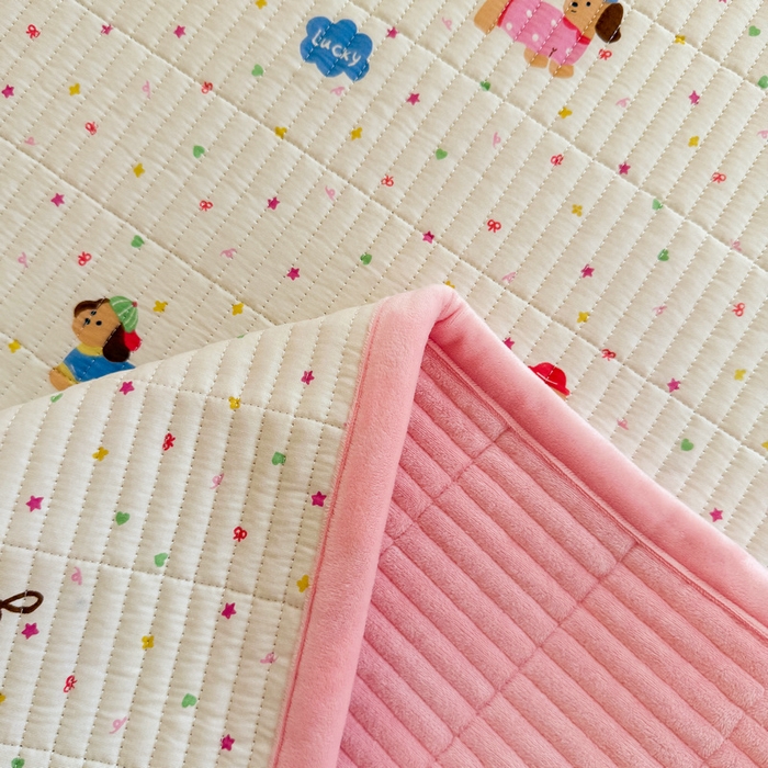 91家纺网 家纺一手货源 找家纺 梵朴 2025新款A类棉加绒一面纯棉一面宝宝婴儿牛奶绒双面可用床盖学生宿舍床垫炕盖-学生床图 彩星汪汪