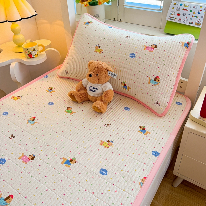 91家纺网 家纺一手货源 找家纺 梵朴 2025新款A类棉加绒一面纯棉一面宝宝婴儿牛奶绒双面可用床盖学生宿舍床垫炕盖-学生床图 彩星汪汪