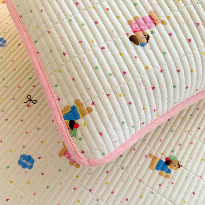 91家纺网 家纺一手货源 找家纺 梵朴 2025新款A类棉加绒一面纯棉一面宝宝婴儿牛奶绒双面可用床盖学生宿舍床垫炕盖-学生床图 彩星汪汪