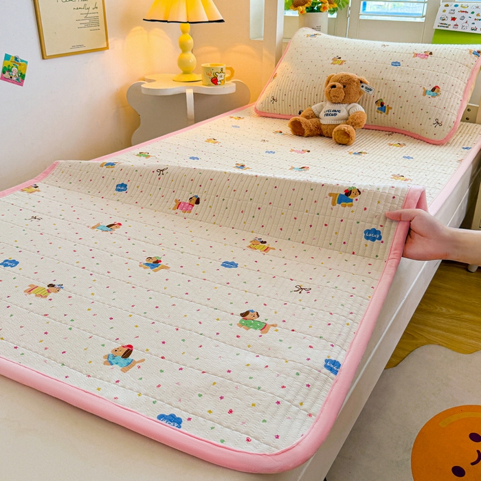 91家纺网 家纺一手货源 找家纺 梵朴 2025新款A类棉加绒一面纯棉一面宝宝婴儿牛奶绒双面可用床盖学生宿舍床垫炕盖-学生床图 彩星汪汪