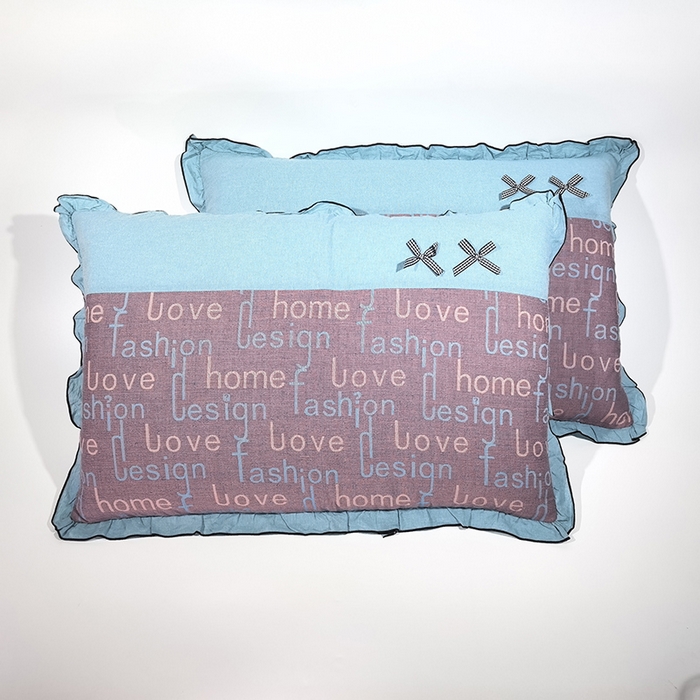 91家纺网 家纺一手货源 找家纺 （总）呦呦南宋 2025提花双层纱纯棉枕套多层结构枕头套超声波夹棉4874一对装拼接单品绣线花边拉链款蝴蝶结款枕套