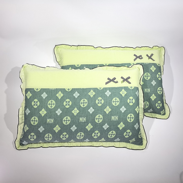 91家纺网 家纺一手货源 找家纺 （总）呦呦南宋 2025提花双层纱纯棉枕套多层结构枕头套超声波夹棉4874一对装拼接单品绣线花边拉链款蝴蝶结款枕套