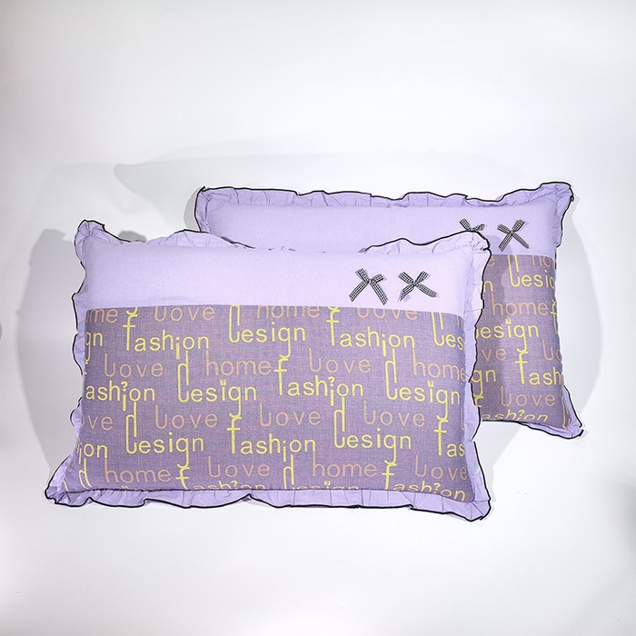 91家纺网 家纺一手货源 找家纺 呦呦南宋 2025提花双层纱纯棉枕套多层结构枕头套超声波夹棉4874一对装拼接单品绣线花边拉链款蝴蝶结款枕套 home紫