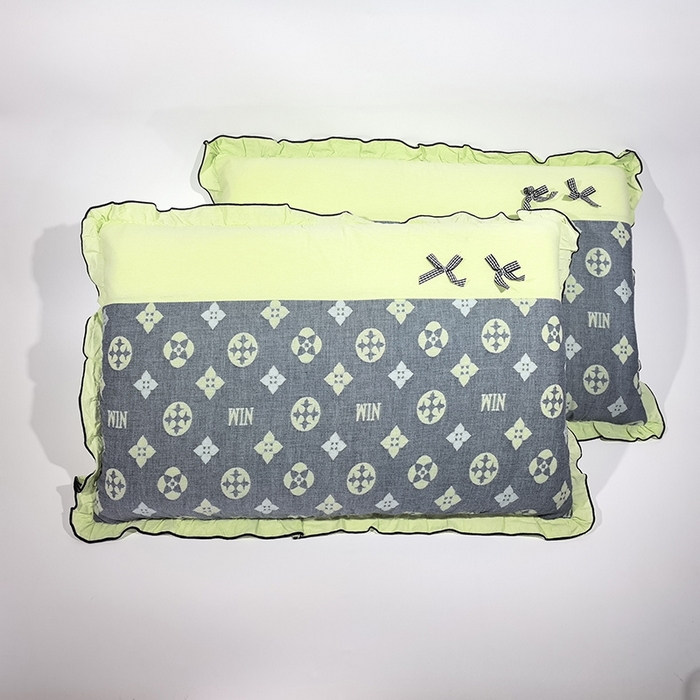 91家纺网 家纺一手货源 找家纺 呦呦南宋 2025提花双层纱纯棉枕套多层结构枕头套超声波夹棉4874一对装拼接单品绣线花边拉链款蝴蝶结款枕套 标志蓝