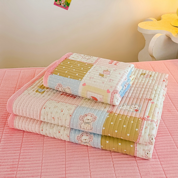 91家纺网 家纺一手货源 找家纺 梵朴 2025新款A类棉加绒一面纯棉一面宝宝婴儿牛奶绒双面可用床盖学生宿舍床垫炕盖-学生床图 宠物狂欢