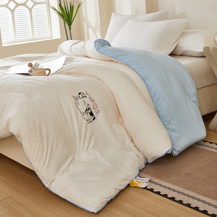 91家纺网 家纺一手货源 找家纺 全美家居 2025新款牛奶蛋白大豆纤维被春秋被加厚冬被被子被芯 牛奶蛋白被蓝色