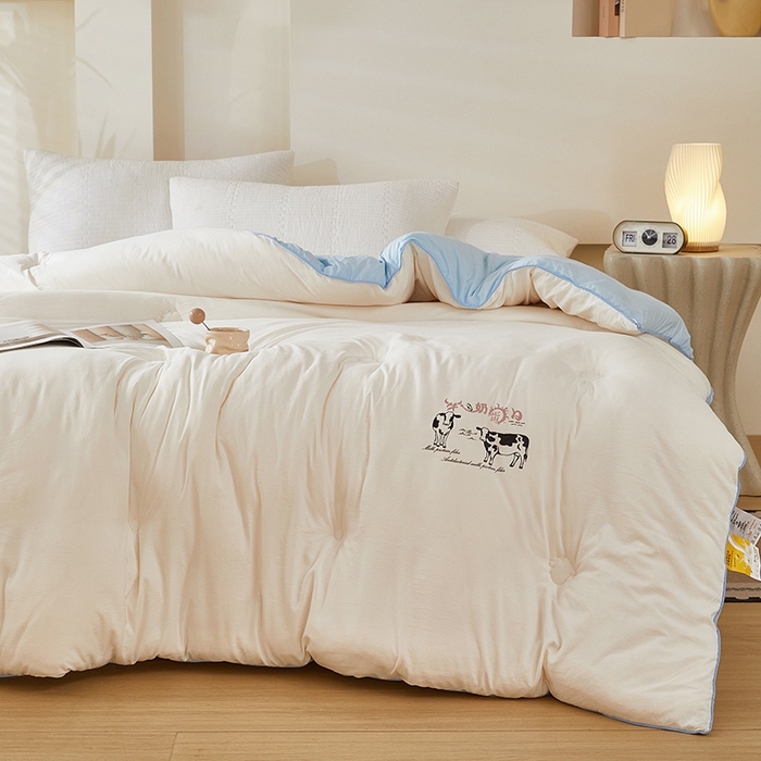91家纺网 家纺一手货源 找家纺 全美家居 2025新款牛奶蛋白大豆纤维被春秋被加厚冬被被子被芯 牛奶蛋白被蓝色
