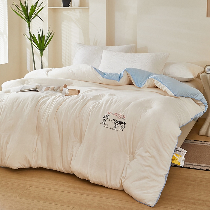 91家纺网 家纺一手货源 找家纺 全美家居 2025新款牛奶蛋白大豆纤维被春秋被加厚冬被被子被芯 牛奶蛋白被蓝色