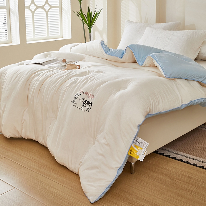 91家纺网 家纺一手货源 找家纺 全美家居 2025新款牛奶蛋白大豆纤维被春秋被加厚冬被被子被芯 牛奶蛋白被蓝色