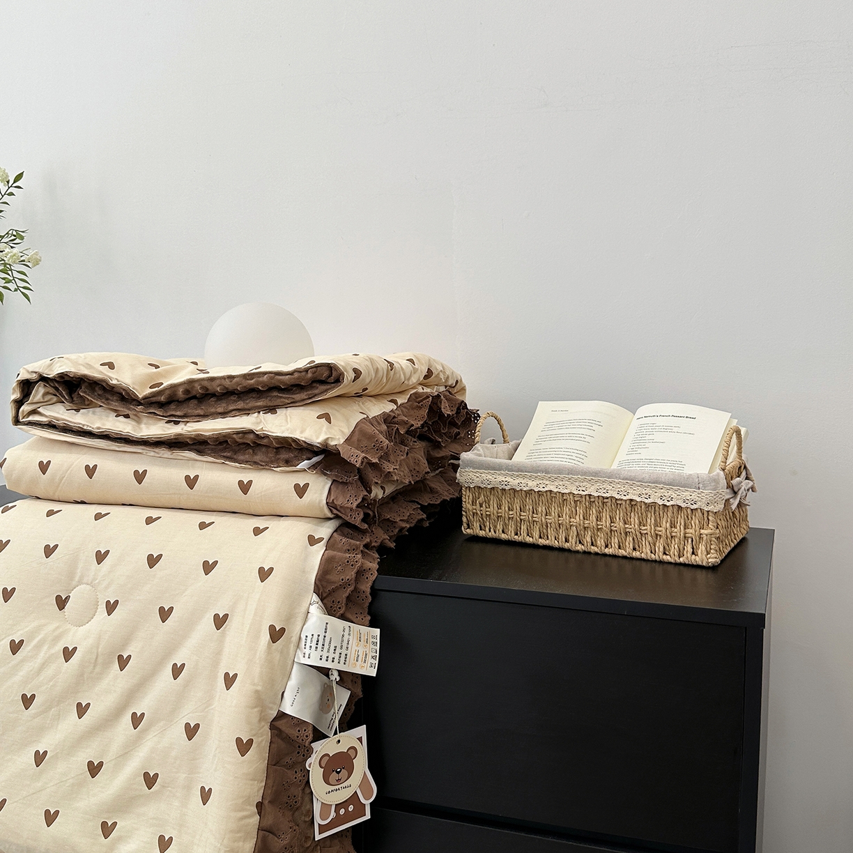 91家纺网 家纺一手货源 找家纺 佰织鑫家居 2025秋冬加厚纯棉全棉法式豆豆被被子被芯 爱心咖