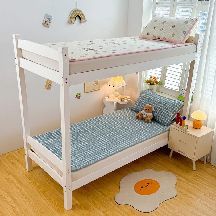 91家纺网 家纺一手货源 找家纺 梵朴 2025新款A类棉加绒一面纯棉一面宝宝婴儿牛奶绒双面可用床盖学生宿舍床垫炕盖-学生床图 可可蓝格