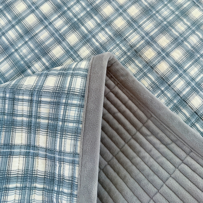 91家纺网 家纺一手货源 找家纺 梵朴 2025新款A类棉加绒一面纯棉一面宝宝婴儿牛奶绒双面可用床盖学生宿舍床垫炕盖-学生床图 可可蓝格