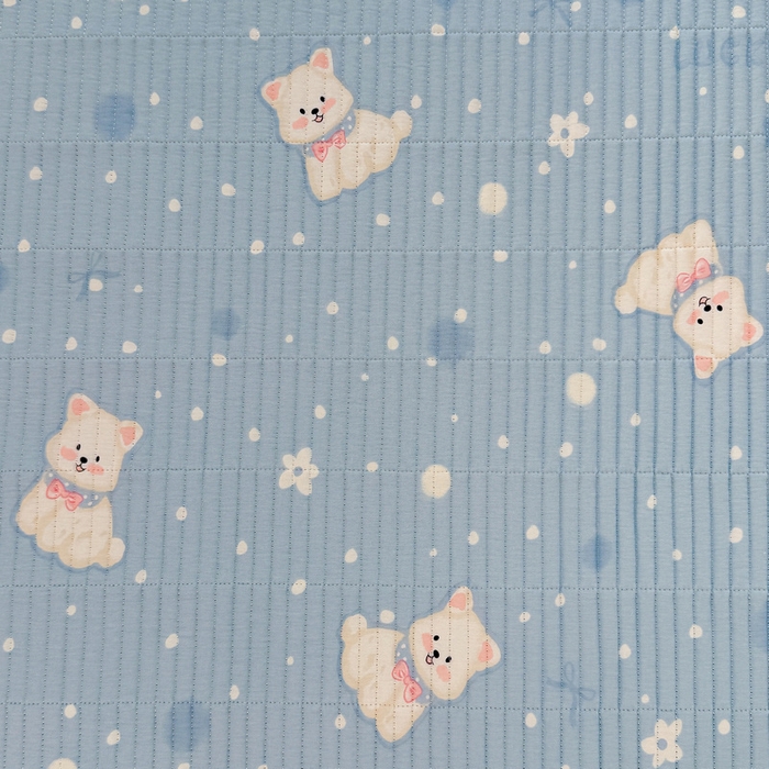 91家纺网 家纺一手货源 找家纺 梵朴 2025新款A类棉加绒一面纯棉一面宝宝婴儿牛奶绒双面可用床盖学生宿舍床垫炕盖-学生床图 蓝色泡芙狗