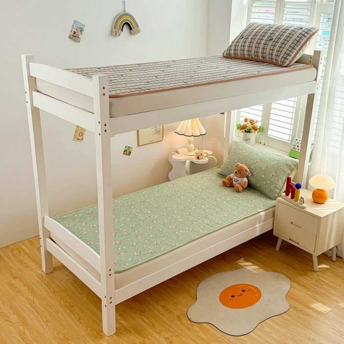 91家纺网 家纺一手货源 找家纺 梵朴 2025新款A类棉加绒一面纯棉一面宝宝婴儿牛奶绒双面可用床盖学生宿舍床垫炕盖-学生床图 沫熙花-绿