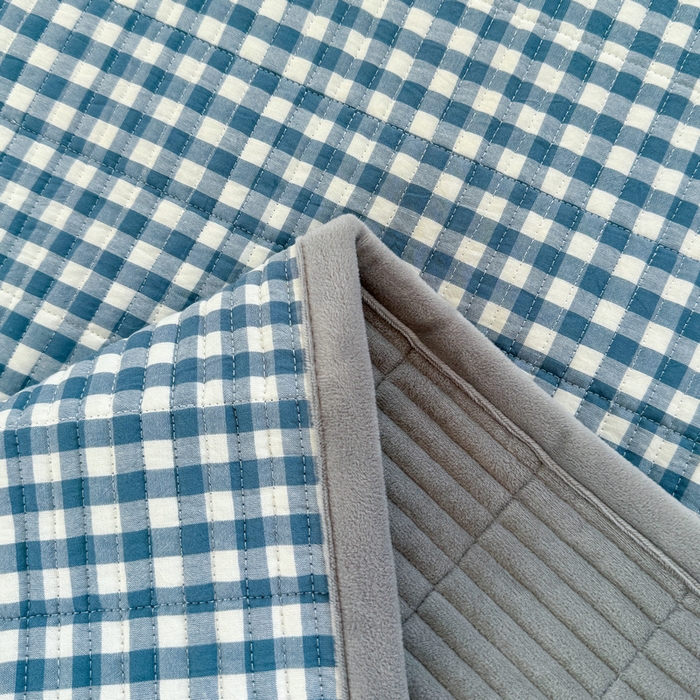 91家纺网 家纺一手货源 找家纺 梵朴 2025新款A类棉加绒一面纯棉一面宝宝婴儿牛奶绒双面可用床盖学生宿舍床垫炕盖-学生床图 暖绒蓝小格