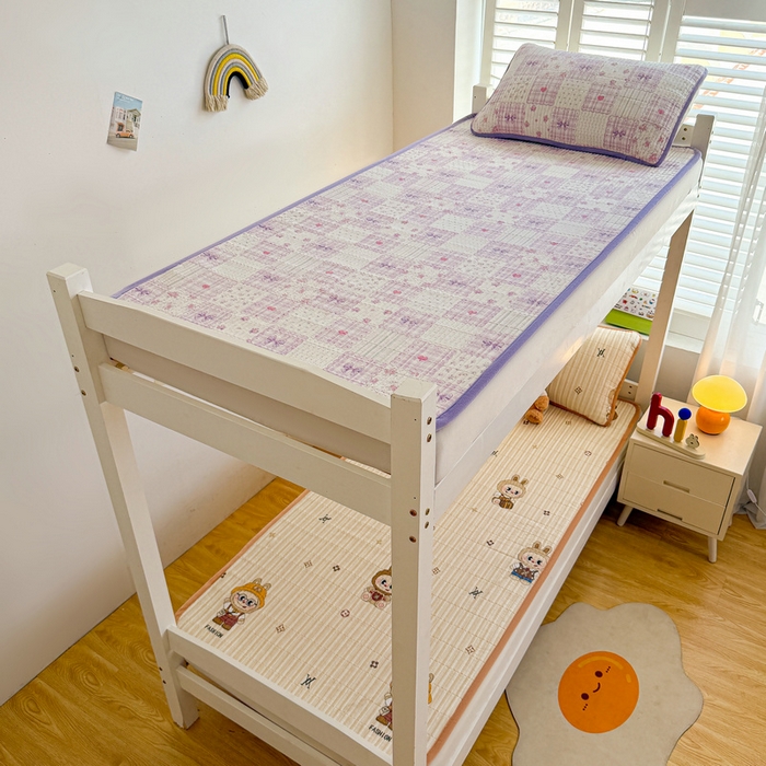 91家纺网 家纺一手货源 找家纺 梵朴 2025新款A类棉加绒一面纯棉一面宝宝婴儿牛奶绒双面可用床盖学生宿舍床垫炕盖-学生床图 甜美蝴蝶结紫