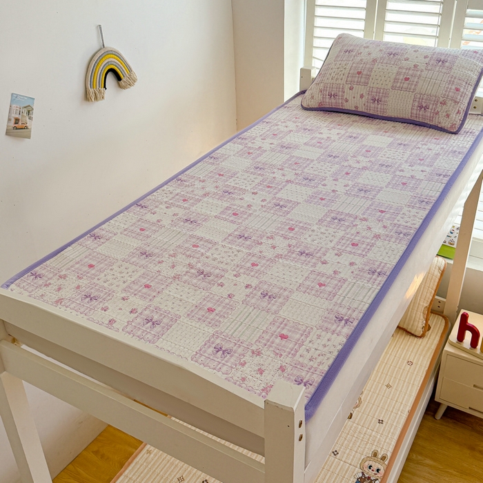 91家纺网 家纺一手货源 找家纺 梵朴 2025新款A类棉加绒一面纯棉一面宝宝婴儿牛奶绒双面可用床盖学生宿舍床垫炕盖-学生床图 甜美蝴蝶结紫