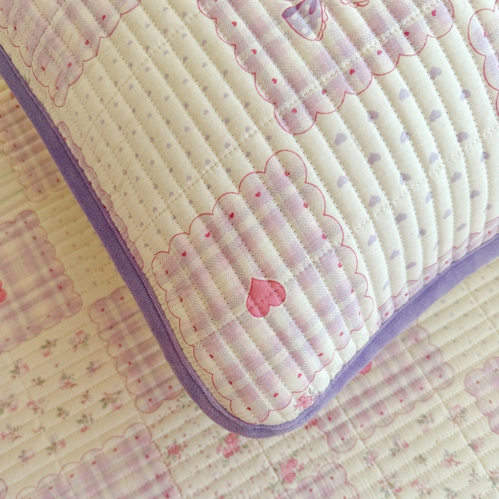 91家纺网 家纺一手货源 找家纺 梵朴 2025新款A类棉加绒一面纯棉一面宝宝婴儿牛奶绒双面可用床盖学生宿舍床垫炕盖-学生床图 甜美蝴蝶结紫