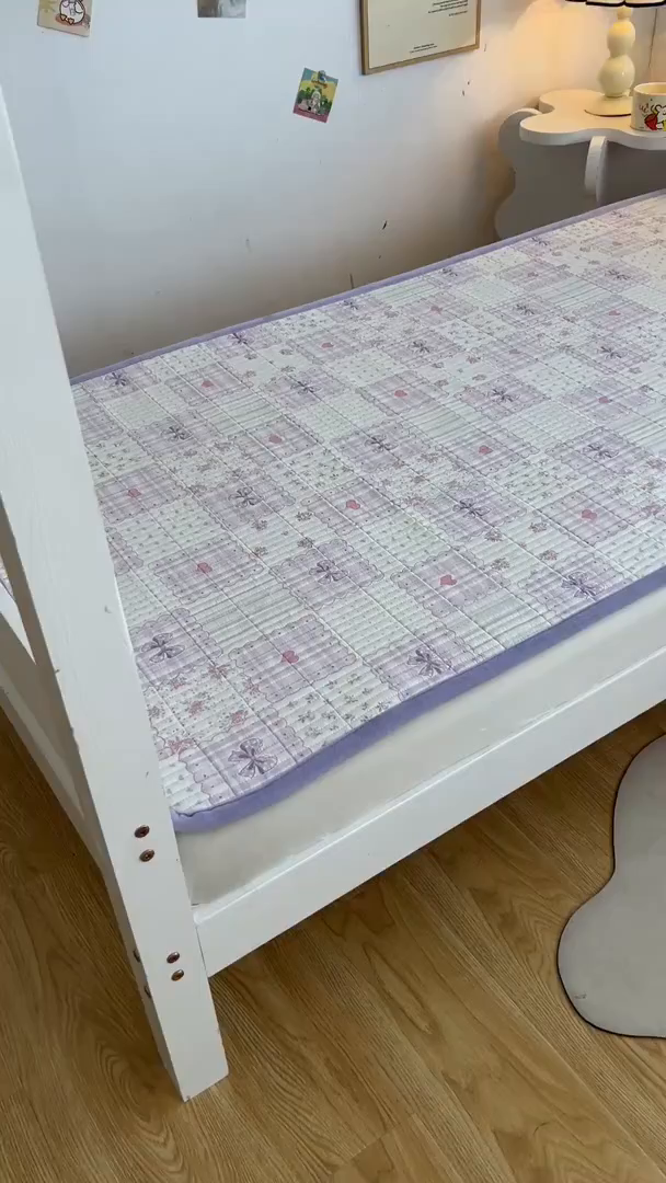 91家纺网 家纺一手货源 找家纺 梵朴 2025新款A类棉加绒一面纯棉一面宝宝婴儿牛奶绒双面可用床盖学生宿舍床垫炕盖-学生床图 甜美蝴蝶结紫