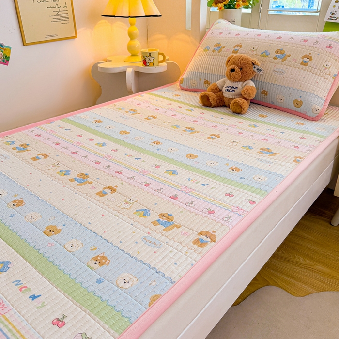 91家纺网 家纺一手货源 找家纺 梵朴 2025新款A类棉加绒一面纯棉一面宝宝婴儿牛奶绒双面可用床盖学生宿舍床垫炕盖-学生床图 小狗派对