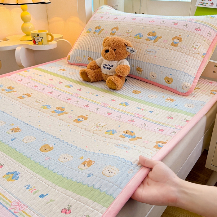 91家纺网 家纺一手货源 找家纺 梵朴 2025新款A类棉加绒一面纯棉一面宝宝婴儿牛奶绒双面可用床盖学生宿舍床垫炕盖-学生床图 小狗派对