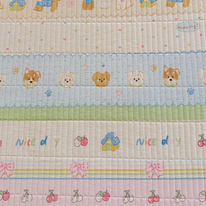 91家纺网 家纺一手货源 找家纺 梵朴 2025新款A类棉加绒一面纯棉一面宝宝婴儿牛奶绒双面可用床盖学生宿舍床垫炕盖-学生床图 小狗派对