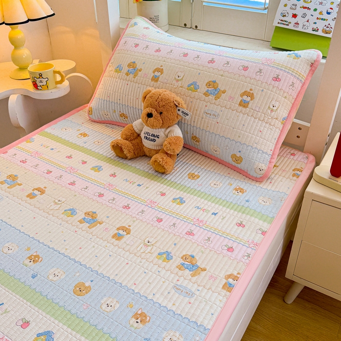 91家纺网 家纺一手货源 找家纺 梵朴 2025新款A类棉加绒一面纯棉一面宝宝婴儿牛奶绒双面可用床盖学生宿舍床垫炕盖-学生床图 小狗派对