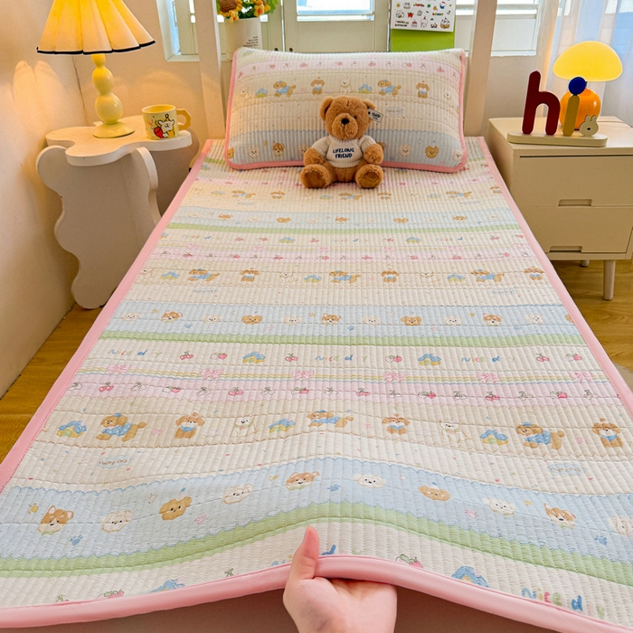 91家纺网 家纺一手货源 找家纺 梵朴 2025新款A类棉加绒一面纯棉一面宝宝婴儿牛奶绒双面可用床盖学生宿舍床垫炕盖-学生床图 小狗派对