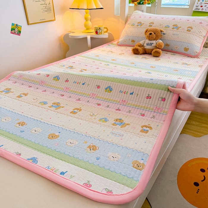 91家纺网 家纺一手货源 找家纺 梵朴 2025新款A类棉加绒一面纯棉一面宝宝婴儿牛奶绒双面可用床盖学生宿舍床垫炕盖-学生床图 小狗派对