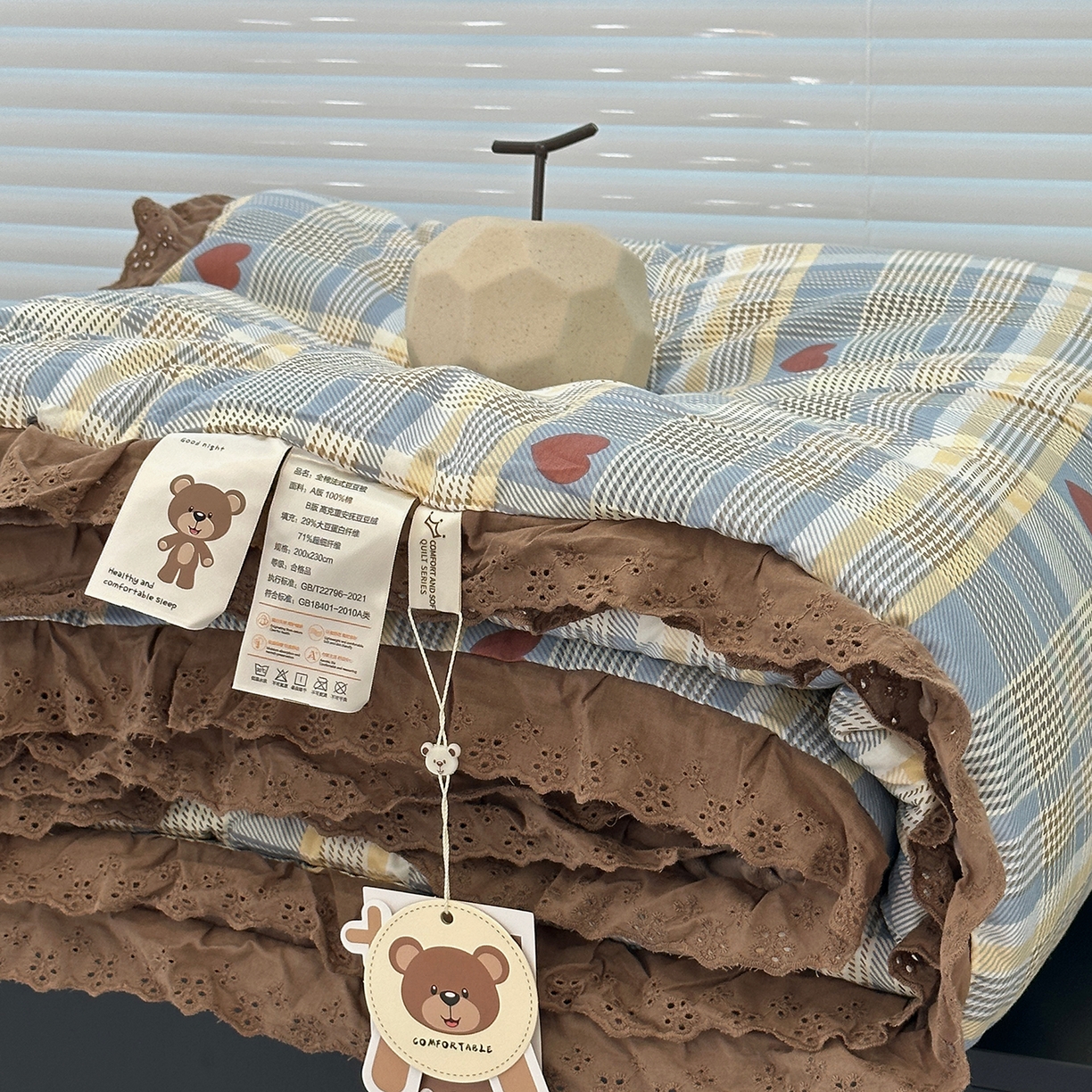 91家纺网 家纺一手货源 找家纺 佰织鑫家居 2025秋冬加厚纯棉全棉法式豆豆被被子被芯 莱恩