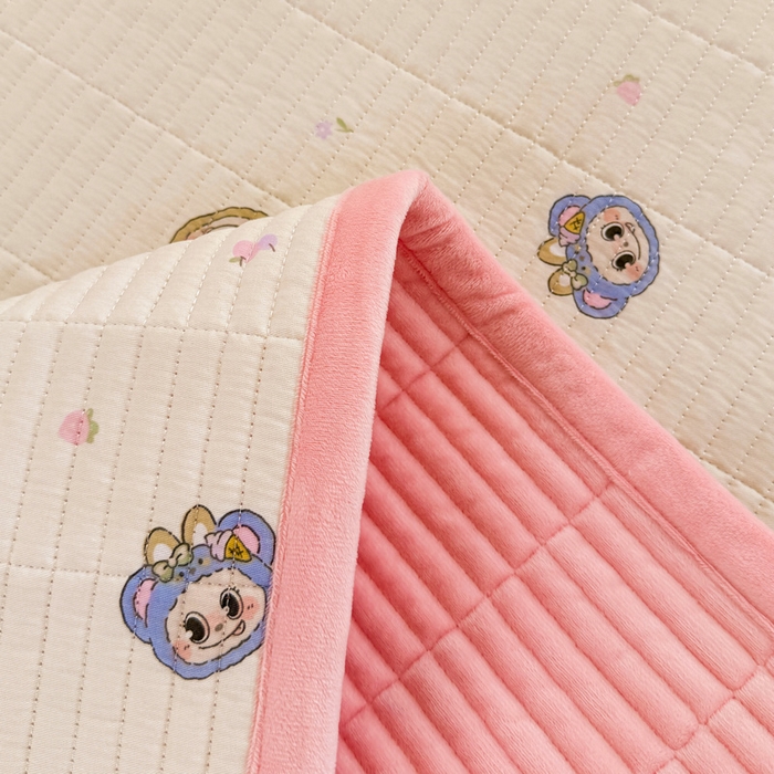 91家纺网 家纺一手货源 找家纺 梵朴 2025新款A类棉加绒一面纯棉一面宝宝婴儿牛奶绒双面可用床盖学生宿舍床垫炕盖-学生床图 小时代