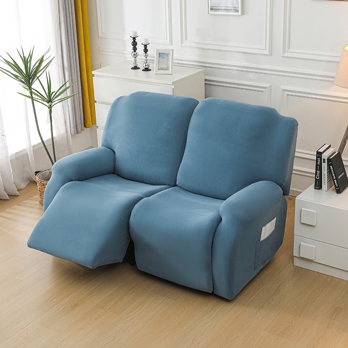 91家纺网 家纺一手货源 找家纺 千彤沙发垫 2025新款全包防尘芝华士沙发套-德绒系列 水蓝