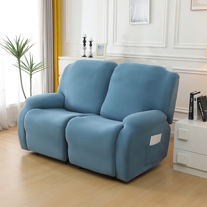 91家纺网 家纺一手货源 找家纺 千彤沙发垫 2025新款全包防尘芝华士沙发套-德绒系列 水蓝