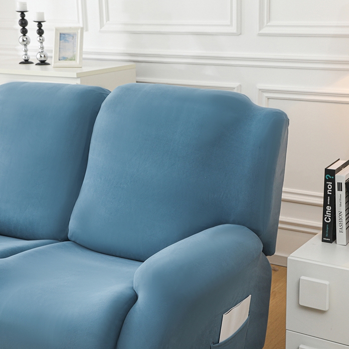 91家纺网 家纺一手货源 找家纺 千彤沙发垫 2025新款全包防尘芝华士沙发套-德绒系列 水蓝