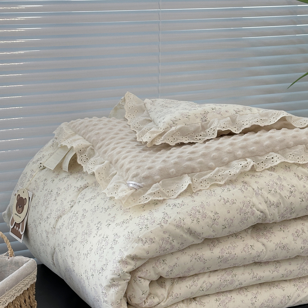 91家纺网 家纺一手货源 找家纺 佰织鑫家居 2025秋冬加厚纯棉全棉法式豆豆被被子被芯 桃花庵