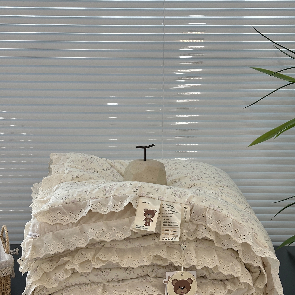 91家纺网 家纺一手货源 找家纺 佰织鑫家居 2025秋冬加厚纯棉全棉法式豆豆被被子被芯 桃花庵