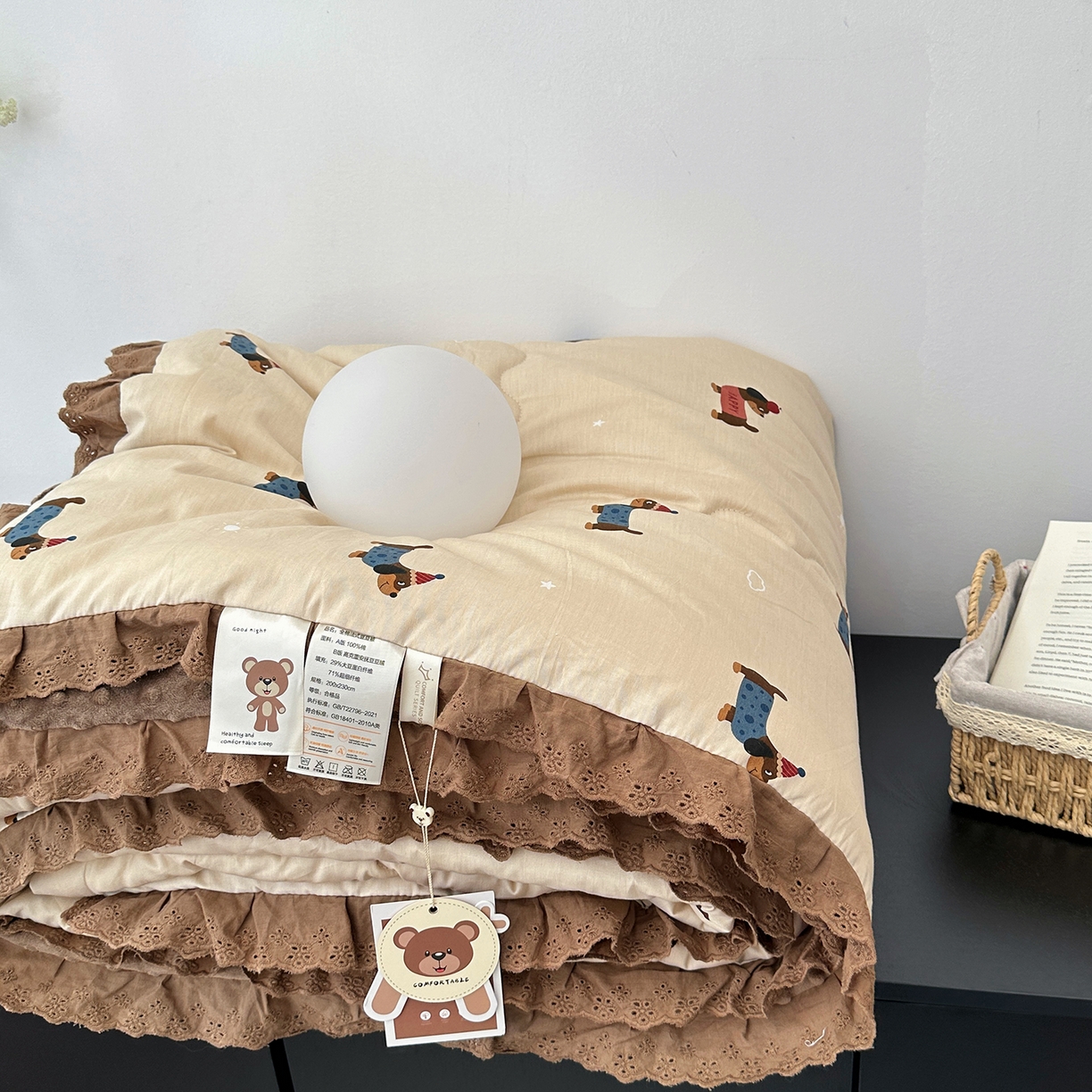 91家纺网 家纺一手货源 找家纺 佰织鑫家居 2025秋冬加厚纯棉全棉法式豆豆被被子被芯 小柴犬