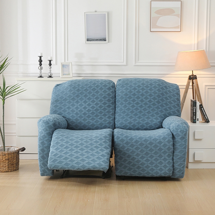 91家纺网 家纺一手货源 找家纺 千彤沙发垫 2025新款全包防尘芝华士沙发套-菱形格系列 水蓝