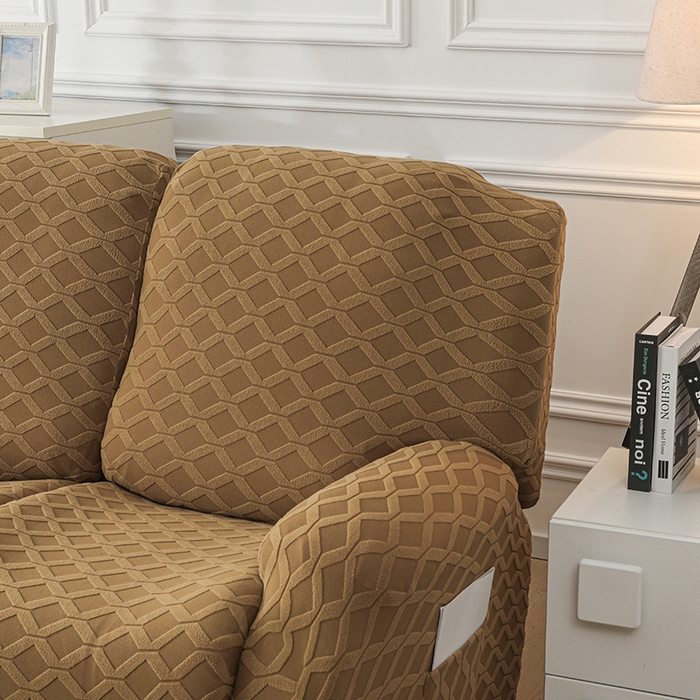 91家纺网 家纺一手货源 找家纺 千彤沙发垫 2025新款全包防尘芝华士沙发套-菱形格系列 咖色