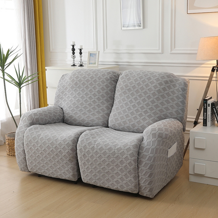 91家纺网 家纺一手货源 找家纺 千彤沙发垫 2025新款全包防尘芝华士沙发套-菱形格系列 银灰