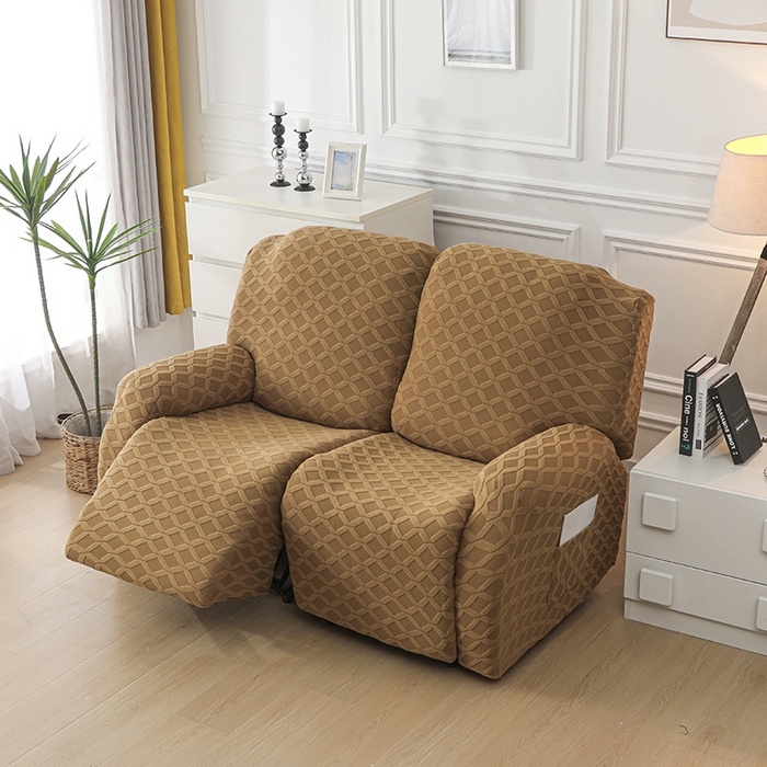 91家纺网 家纺一手货源 找家纺 千彤沙发垫 2025新款全包防尘芝华士沙发套-菱形格系列 咖色