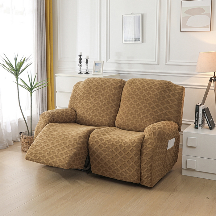 91家纺网 家纺一手货源 找家纺 千彤沙发垫 2025新款全包防尘芝华士沙发套-菱形格系列 咖色