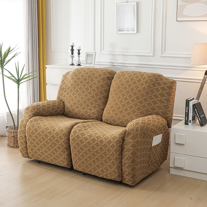 91家纺网 家纺一手货源 找家纺 千彤沙发垫 2025新款全包防尘芝华士沙发套-菱形格系列 咖色