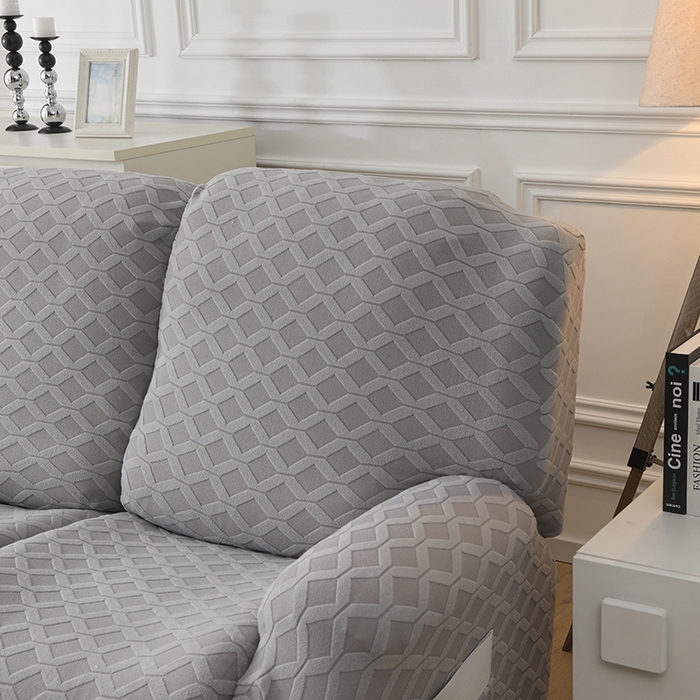 91家纺网 家纺一手货源 找家纺 千彤沙发垫 2025新款全包防尘芝华士沙发套-菱形格系列 银灰